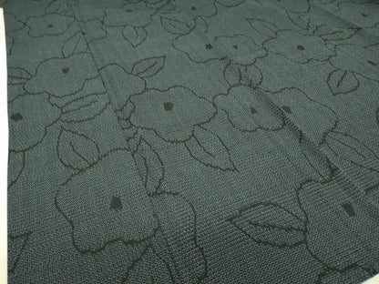平和屋着物▽本塩沢 単衣 草花文 正絹 逸品 DAAT9656az