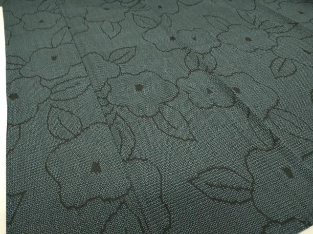 平和屋着物▽本塩沢 単衣 草花文 正絹 逸品 DAAT9656az
