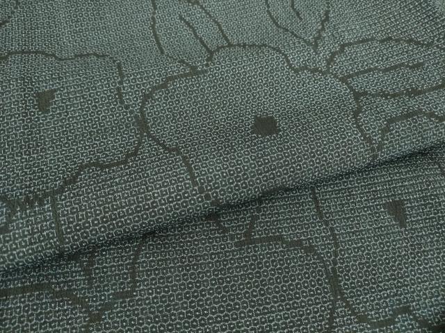 平和屋着物▽本塩沢 単衣 草花文 正絹 逸品 DAAT9656az