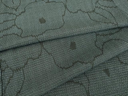 平和屋着物▽本塩沢 単衣 草花文 正絹 逸品 DAAT9656az