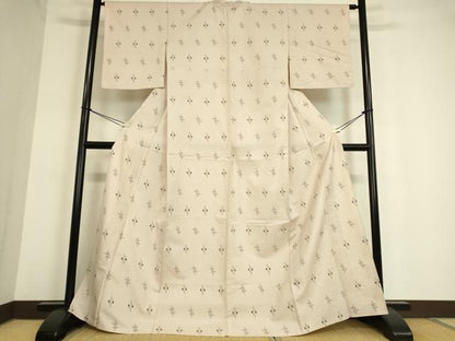 平和屋着物▽上質な紬 単衣 絣文 正絹 逸品 DAAT9657az