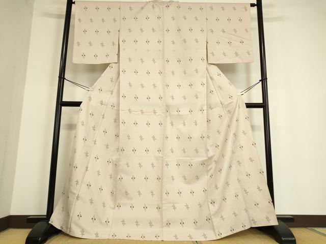平和屋着物▽上質な紬 単衣 絣文 正絹 逸品 DAAT9657az