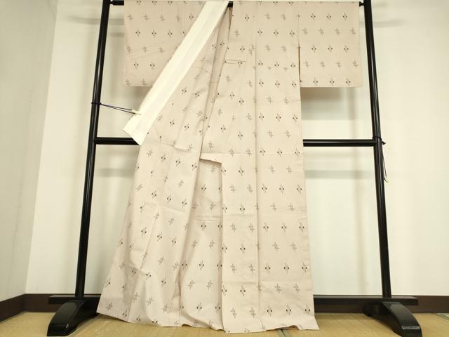 平和屋着物▽上質な紬 単衣 絣文 正絹 逸品 DAAT9657az