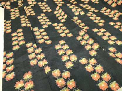平和屋着物▽上質な紬 単衣 草花文 正絹 逸品 未使用 DAAT9661az