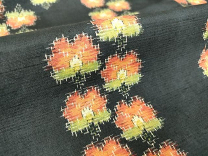 平和屋着物▽上質な紬 単衣 草花文 正絹 逸品 未使用 DAAT9661az