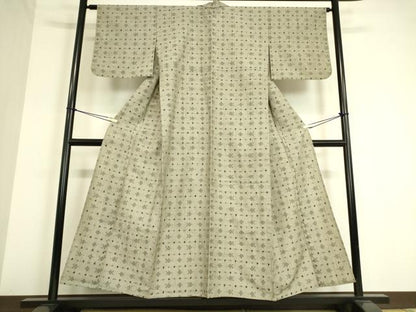 平和屋着物▽上質な紬 単衣 絣横段文 正絹 逸品 DAAT9662az