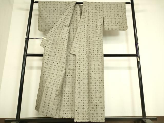 平和屋着物▽上質な紬 単衣 絣横段文 正絹 逸品 DAAT9662az