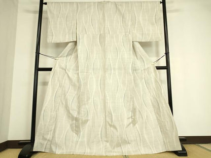 平和屋着物▽本場大島紬 白大島 単衣 9マルキ 立涌文 正絹 逸品 DAAT9666az