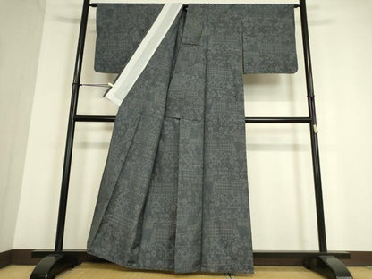 平和屋着物▽本場大島紬 単衣 7マルキ 幾何学文 正絹 逸品 DAAT9668az