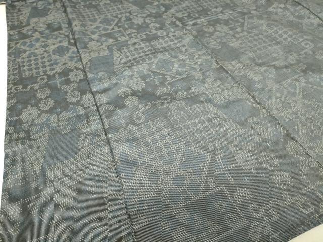 平和屋着物▽本場大島紬 単衣 7マルキ 幾何学文 正絹 逸品 DAAT9668az