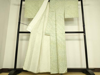 平和屋着物▽上質な小紋 単衣 草花文 金彩 正絹 逸品 DAAT9672az
