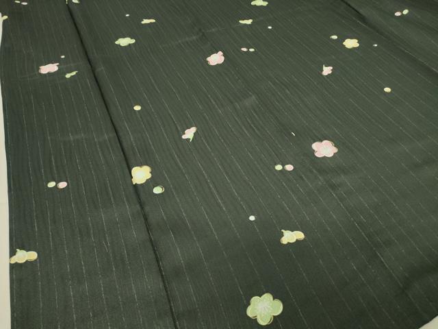 平和屋着物▽世界的ファッションデザイナー　山本寛斎　kansaiブランド　小紋　単衣　舞梅文　黒地　洗える着物　DAAT9674az
