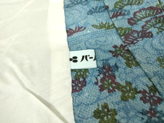 平和屋着物▽上質な小紋 単衣 流水花文 藍 型染め 鬼しぼ縮緬 正絹 逸品 DAAT9675az