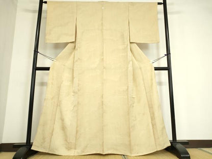 平和屋着物▽上質な色無地 単衣 霞地紋 浅黄色 正絹 逸品 DAAT9676az
