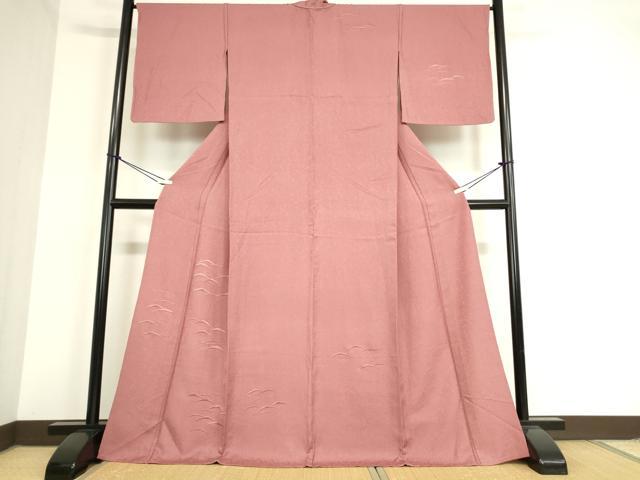 平和屋着物▽訪問着 単衣 総刺繍 梅雨芝文 長春色 正絹 逸品 未使用 DAAT9677az