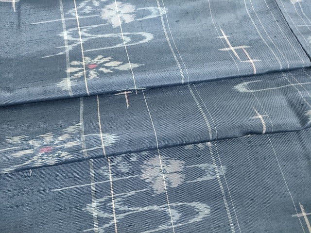 平和屋着物▽上質な紬 単衣 流水花文 正絹 逸品 DAAT9682az
