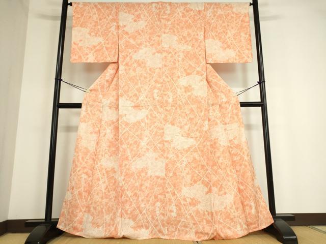 平和屋着物▽上質な小紋 単衣 鹿の子霞文 正絹 逸品 未使用 DAAT9684az