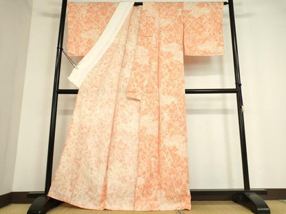 平和屋着物▽上質な小紋 単衣 鹿の子霞文 正絹 逸品 未使用 DAAT9684az