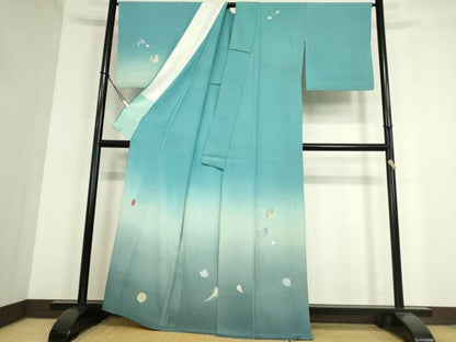 平和屋着物▽訪問着　単衣　作家物　貝　暈し染め　正絹　逸品　DAAT9685az