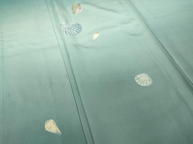 平和屋着物▽訪問着　単衣　作家物　貝　暈し染め　正絹　逸品　DAAT9685az