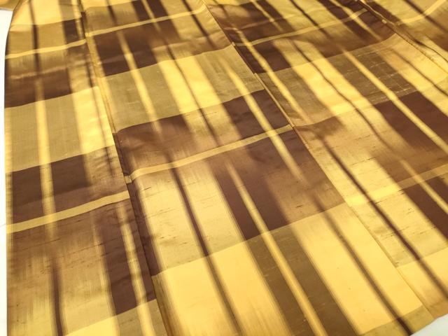 平和屋着物▽上質な紬 単衣 格子 正絹 逸品 DAAQ4540az
