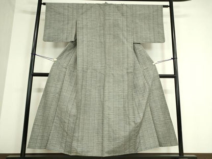 平和屋着物▽上質な紬 単衣 格子 正絹 逸品 DAAT9687az
