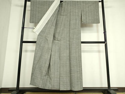 平和屋着物▽上質な紬 単衣 格子 正絹 逸品 DAAT9687az
