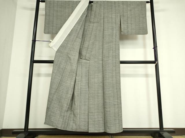 平和屋着物▽上質な紬 単衣 格子 正絹 逸品 DAAT9687az