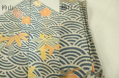 平和屋着物▽上質な小紋 単衣 御所車花文 松竹梅 正絹 逸品 DAAT9690az
