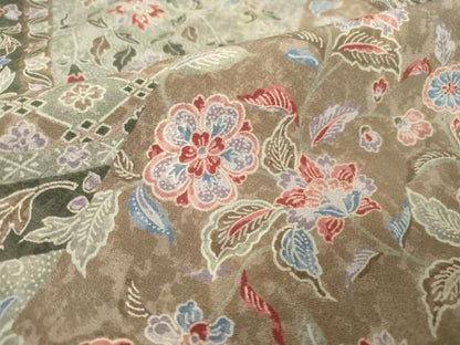 平和屋着物▽上質な小紋 単衣 更紗花文 正絹 逸品 DAAT9692az