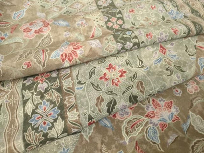 平和屋着物▽上質な小紋 単衣 更紗花文 正絹 逸品 DAAT9692az