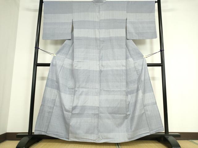 平和屋着物▽上質な紬 単衣 横段文 正絹 逸品 DAAT9694az
