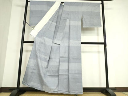 平和屋着物▽上質な紬 単衣 横段文 正絹 逸品 DAAT9694az