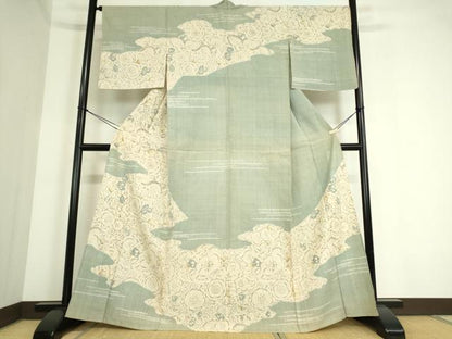 平和屋着物▽訪問着 単衣 紬地 絞り 辻が花 正絹 逸品 DAAT9701az