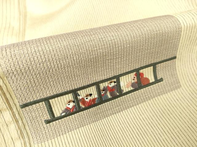 平和屋着物▽訪問着 単衣 紬地 総刺繍 人物文 大丸扱い 正絹 逸品 DAAT9702az