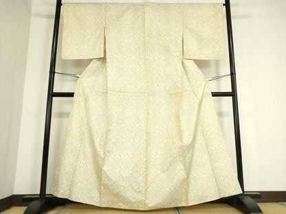平和屋着物▽本場大島紬 白大島 単衣 花菱 正絹 逸品 DAAT9703az