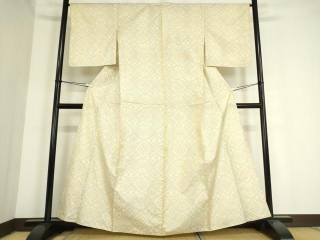 平和屋着物▽本場大島紬 白大島 単衣 花菱 正絹 逸品 DAAT9703az