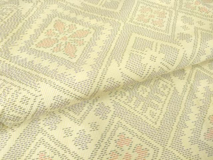 平和屋着物▽本場大島紬 白大島 単衣 花菱 正絹 逸品 DAAT9703az