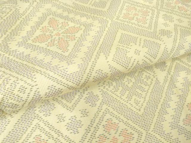 平和屋着物▽本場大島紬 白大島 単衣 花菱 正絹 逸品 DAAT9703az