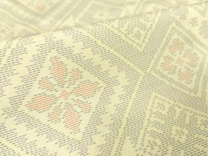 平和屋着物▽本場大島紬 白大島 単衣 花菱 正絹 逸品 DAAT9703az