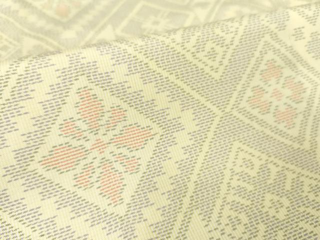 平和屋着物▽本場大島紬 白大島 単衣 花菱 正絹 逸品 DAAT9703az