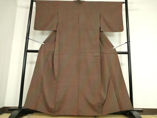 平和屋着物▽白鷹お召 単衣 斜縞 正絹 逸品 DAAT9706az