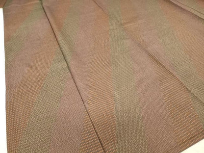 平和屋着物▽白鷹お召 単衣 斜縞 正絹 逸品 DAAT9706az