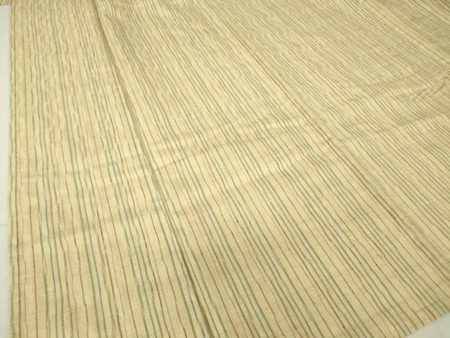 平和屋着物▽上質な紬　単衣　よろけ縞　正絹　逸品　DAAT9707az