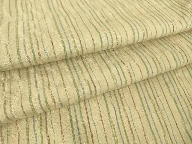 平和屋着物▽上質な紬　単衣　よろけ縞　正絹　逸品　DAAT9707az