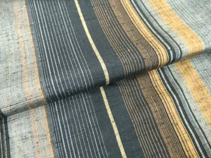 平和屋着物▽上質な紬 単衣 縞 正絹 逸品 DAAT9711az