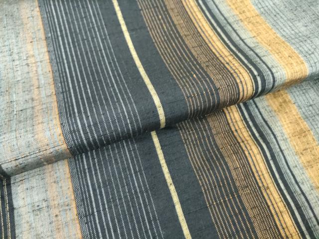 平和屋着物▽上質な紬 単衣 縞 正絹 逸品 DAAT9711az