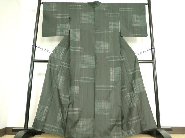 平和屋着物▽本場縞大島紬 単衣 絞り 横段絣文 大山謹製 証紙付き 正絹 逸品 DAAT9714az