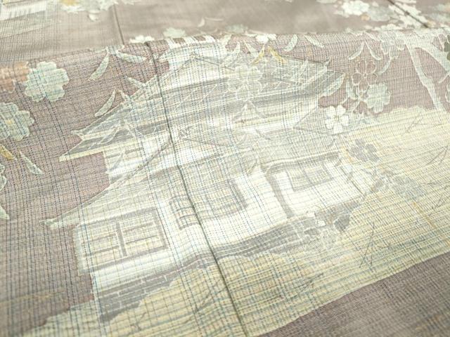 平和屋着物▽訪問着 単衣 お召地 風景文 正絹 逸品 DAAT9717az