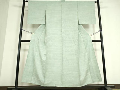 平和屋着物▽上質な色無地 単衣 横段流水花地紋 白藍色 正絹 逸品 DAAT9718az